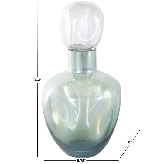 Green Iridescent Finish Glass Ombre Living Room Decorative Jar